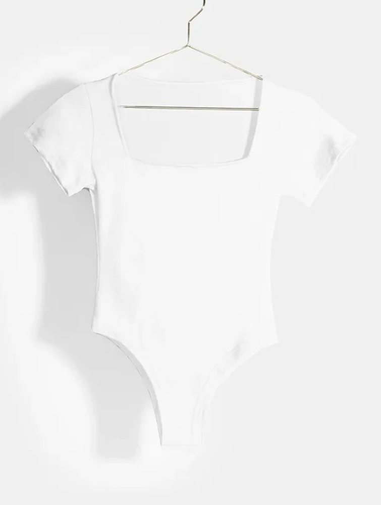 Square Neck Thong Bodysuit