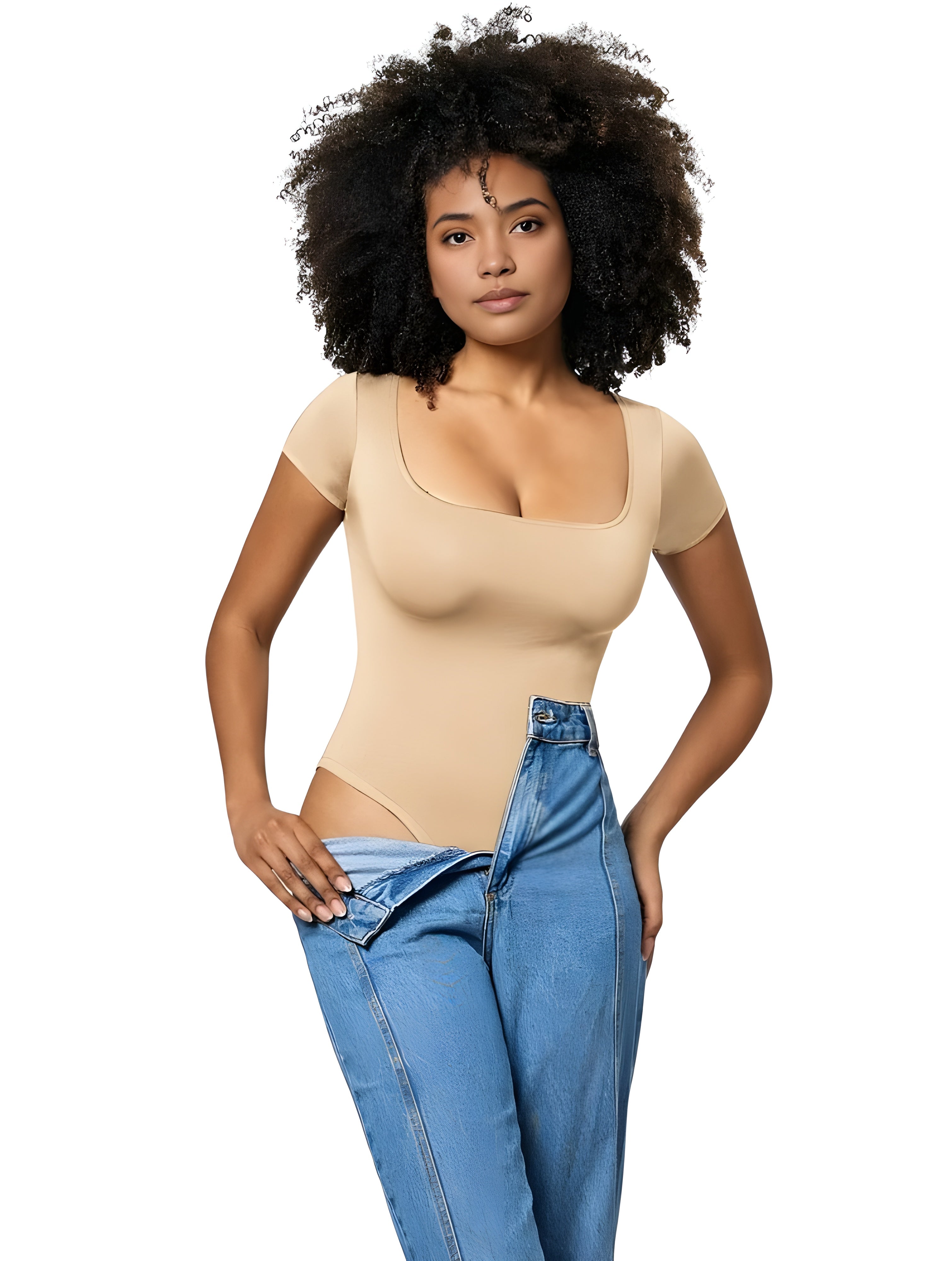 Square Neck Thong Bodysuit
